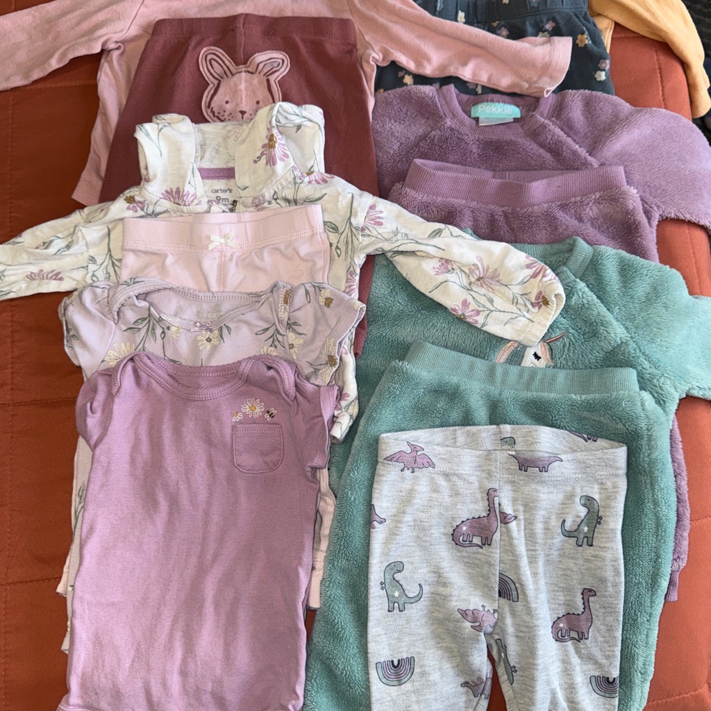 9 Month Baby Girl Assorted Baby Clothing Set In Pastel Colors
